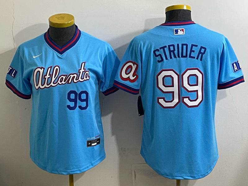 women Atlanta Braves #99 Strider blue Nike 2026 Jersey 052003->women mlb jersey->Women Jersey